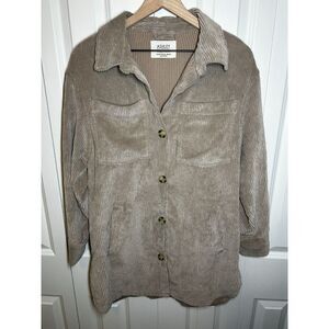 Ashley Utility Collection Beige Corduroy Button-Up Shacket Jacket Size M